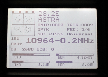 10964H  Astra 2F (Nokia 100 cm parabol)