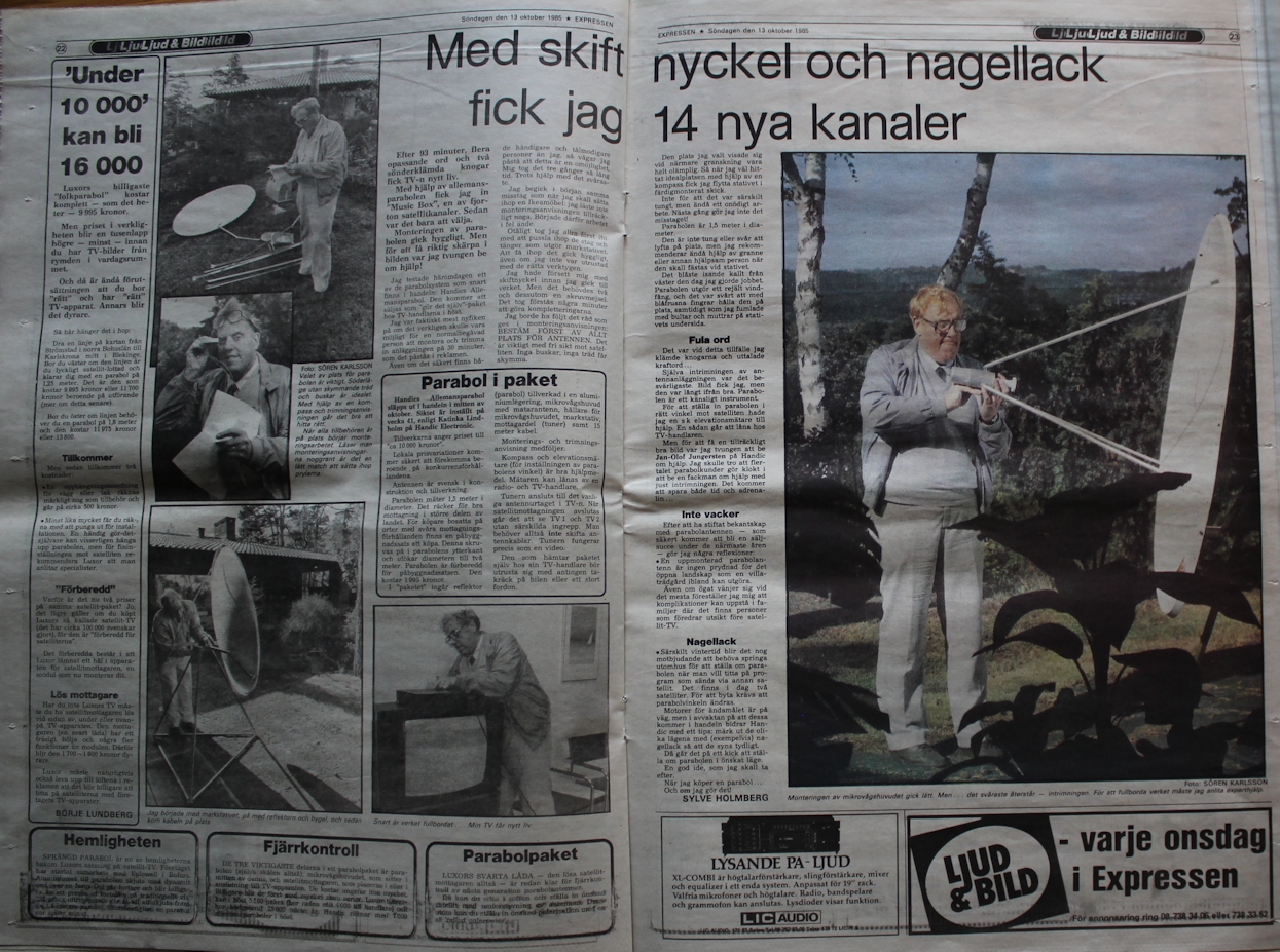 Expressen Ljud & Bild söndagen den 13 oktober 1985 sid 22 och 23