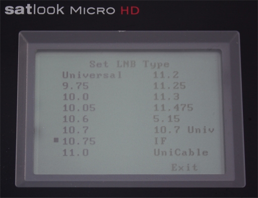 Set LNB type i satlook MICRO HD